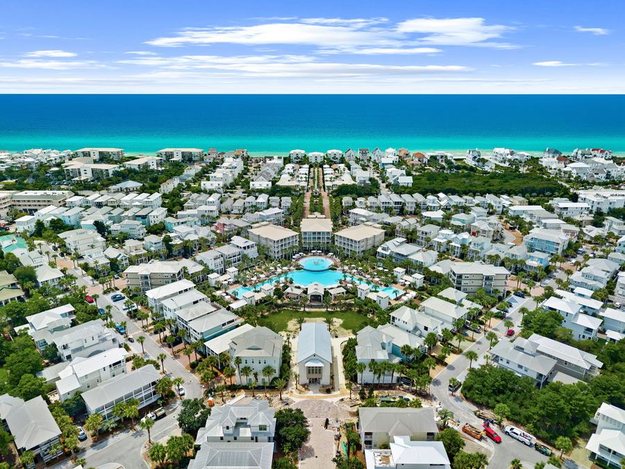 Aerial view of Seacrest Beach and the Gulf of America